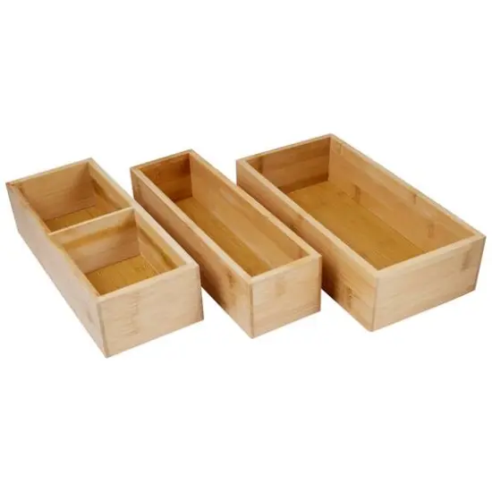 Kitchen Details 4-Compartment Bamboo Drawer Organizer Set {7}