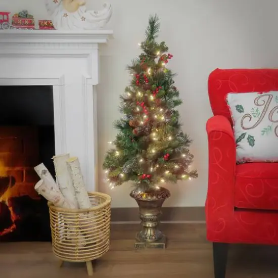 4ft. Pre-Lit Crestwood Spruce Entrance Artificial Christmas Tree, Warm White LED Lights {3}