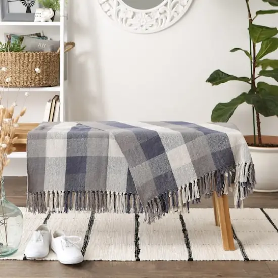 DII&reg; French Blue Tri-Color Check Throw {6}