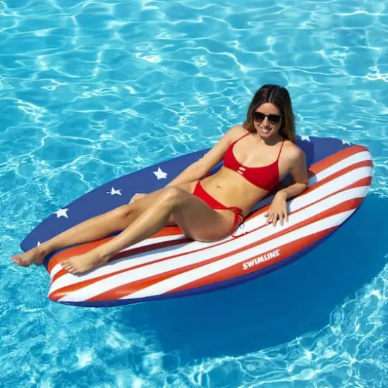 73" Americana Surfboard Shaped Inflatable Swimming Pool Lounge Float {5}