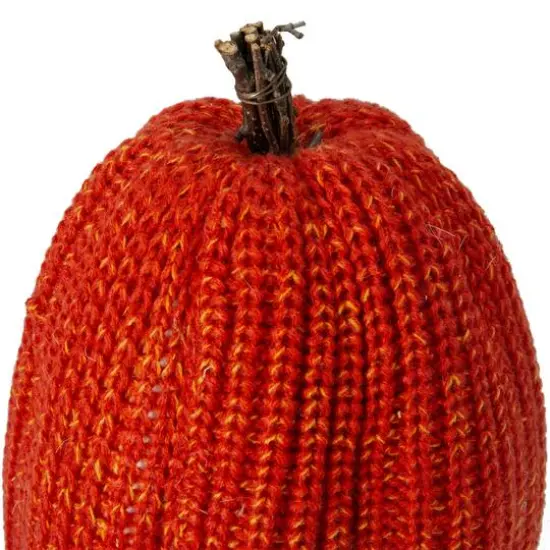 23" Orange & Yellow Pumpkin Knitted Tabletop D&eacute;cor {3}