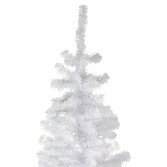 6.5ft. Pre-Lit White Georgian Pine Pencil Artificial Christmas Tree, Warm White LED Lights {6}