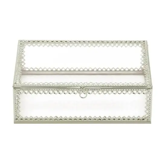 3" Silver Trim Glass Box {1}