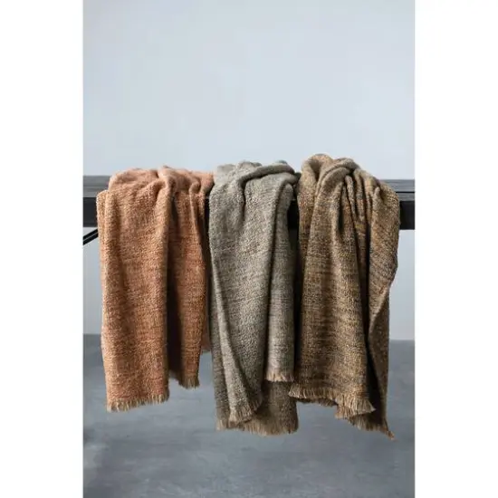 Hello Honey&reg; Black & Tan M&eacute;lange Boucl&eacute; Throw with Fringe {3}