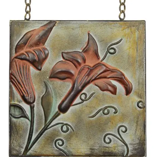 Brown Wrought Iron Traditional Floral Wall Decor {4}