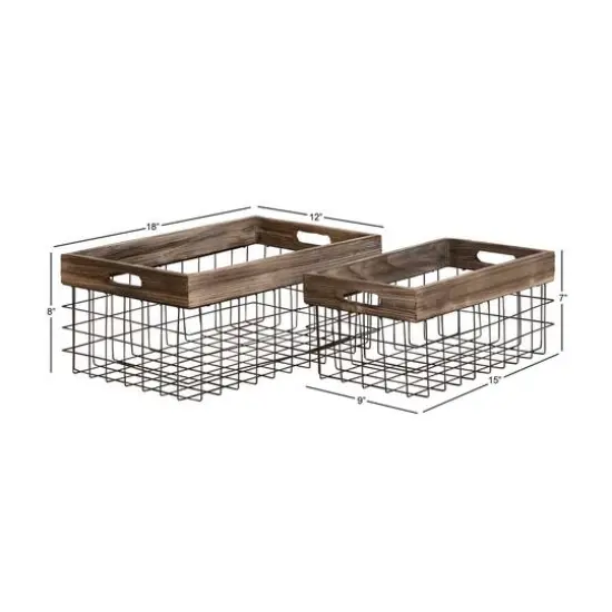 Black Metal Farmhouse Storage Basket Set {8}