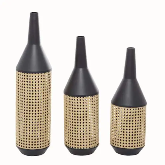 Set of 3 Brown Metal Contemporary Vase 24", 20", 18" {1}