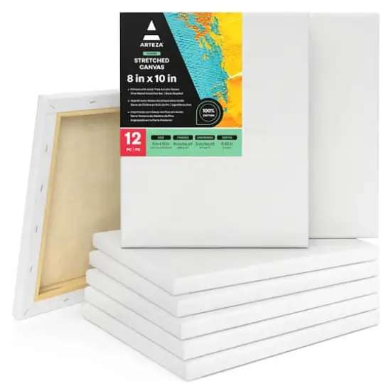Arteza&reg; 8" x 10" White Stretched Canvases, 12ct. {1}
