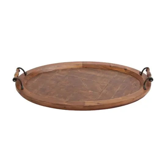 29" Natural Brown Wood Rustic Tray {7}
