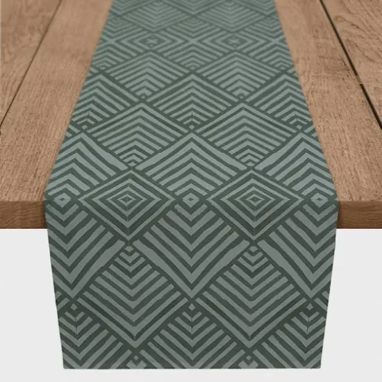 72" Watercolor Diamond Cotton Twill Runner Emerald {1}