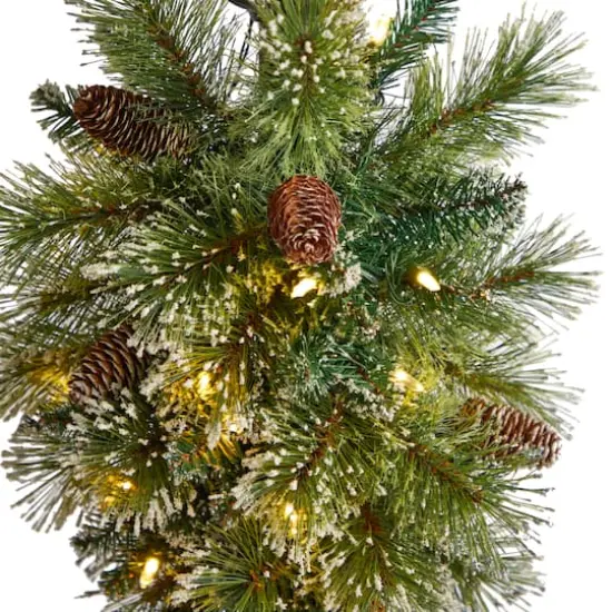 5ft. Pre-Lit LED Holiday Decorated Lamp Post With Faux Greenery In Decorative Container {5}