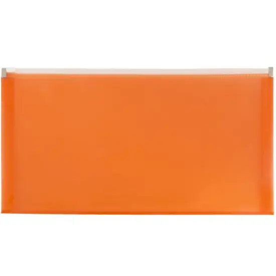 JAM Paper 5'' x 10'' Clear Plastic Pencil Pouch with Zip Closure, 12ct. Orange {1}