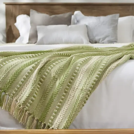 DII&reg; Antique Green Braided Stripe Throw {6}