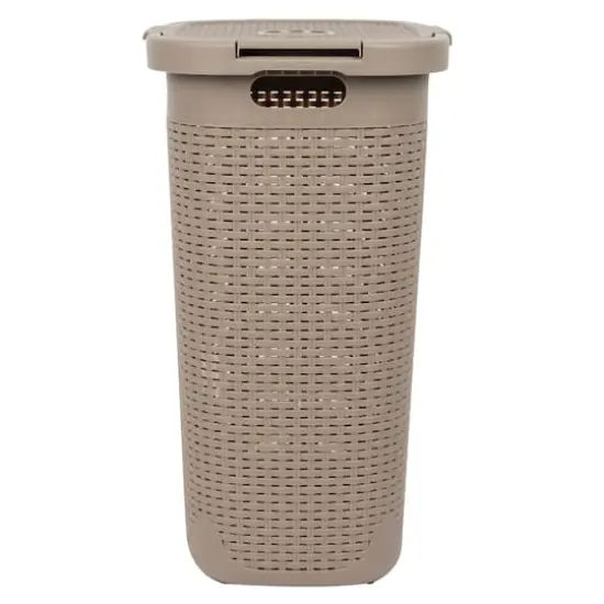 Mind Reader 60L Hamper Laundry Basket with Cutout Handles Brown Metallic {8}