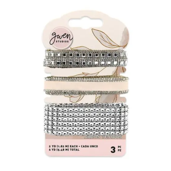 Gwen Studios 6yd. Satin & Rhinestone Trim Set Blush Pink {7}