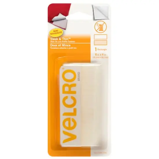 VELCRO&reg; Brand Sleek & Thin&trade; White Stick On Fastener Rectangle {1}