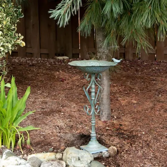 27" Speckled Green Birdbath {5}