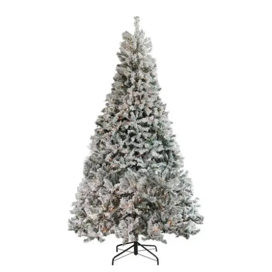 7.5ft. Pre-Lit Heavily Flocked Pine Artificial Christmas Tree, Clear Lights {6}