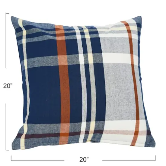 20'' Square Plaid Cotton Pillow Cover {3}