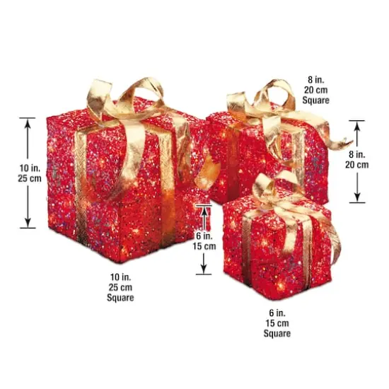Red Sisal Gift Box Set with Clear Lights {5}