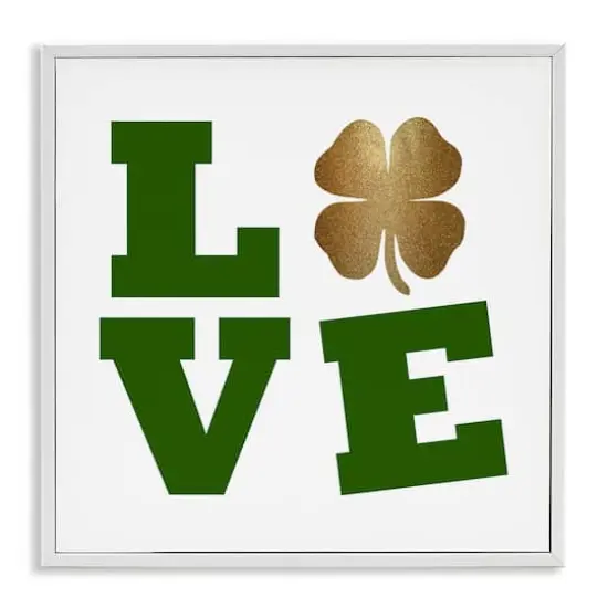 Stupell Industries St Patrick's Day Clover Love Framed Giclee Art White {1}