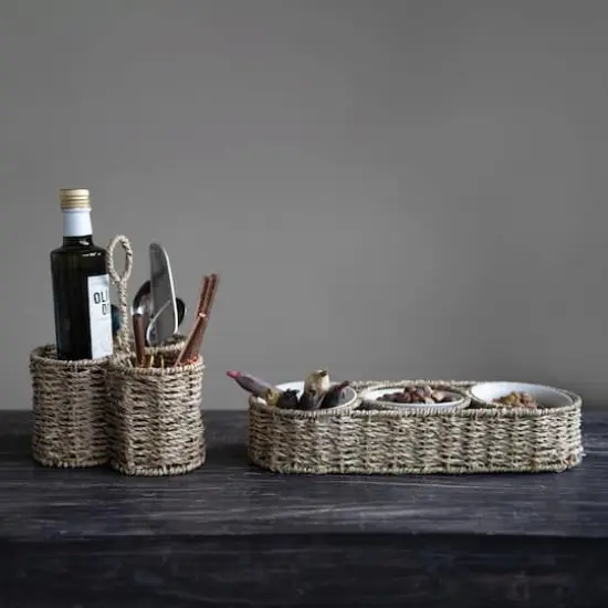 Hello Honey&reg; Hand-Woven Seagrass Basket & Ceramic Bowls Set {3}