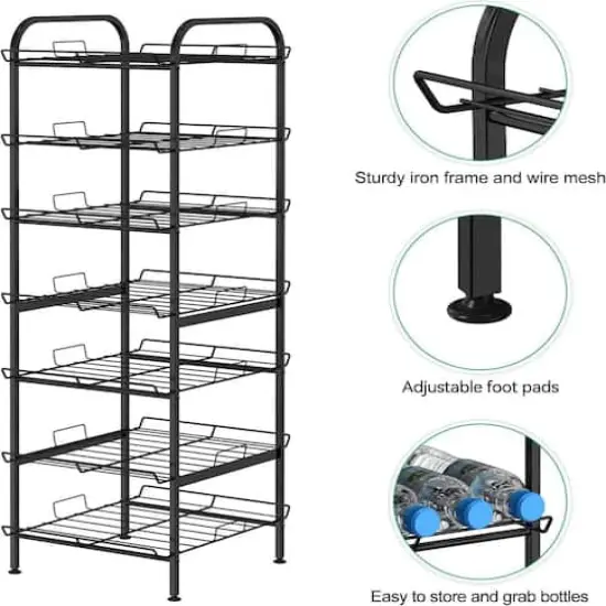 NEX&trade; 43" Black Freestanding 7-Tier Water Bottle Organizer {4}