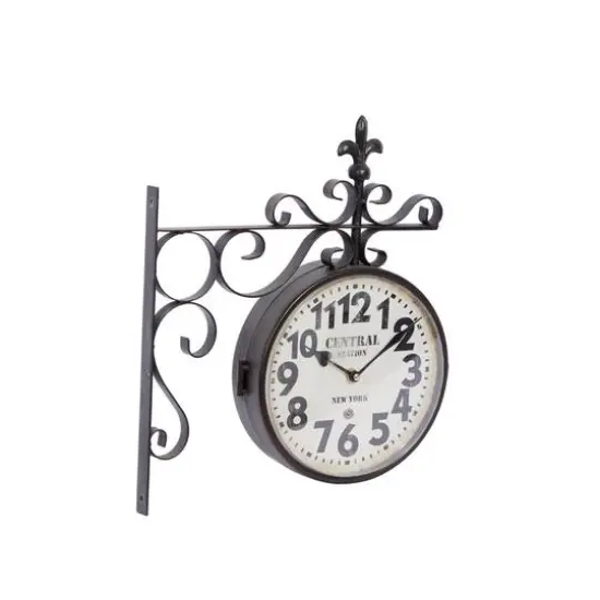 Black Vintage Metal Wall Clock, 16" x 15" {9}