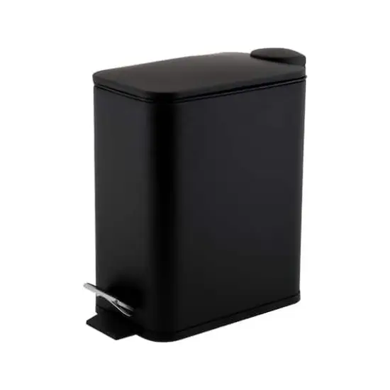 Simplify Black 5L Slim Rectangular Pedal Trash Bin with Soft Close Lid {1}