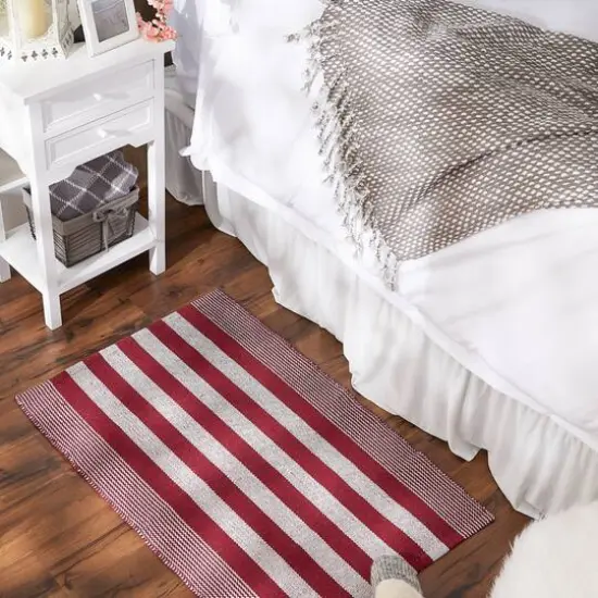 DII&reg; Cabana Stripe Handwoven Recycled Yarn Rug, 2ft. x 3ft. Barn Red {4}