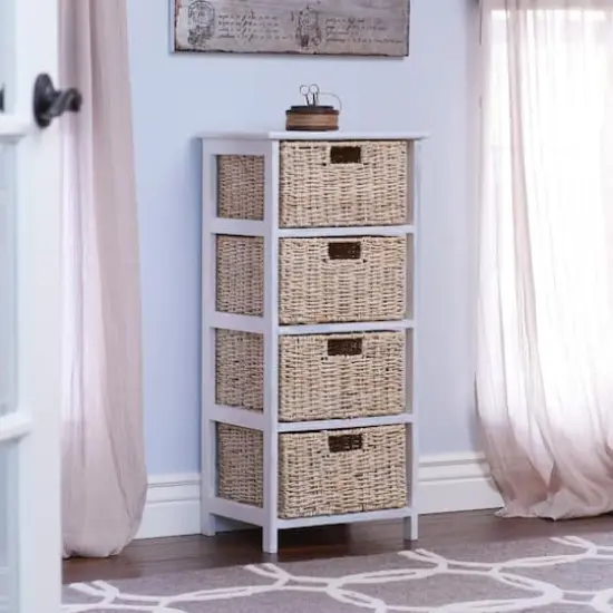 Household Essentials 4-Drawer Dresser with Natural Wicker Baskets {3}