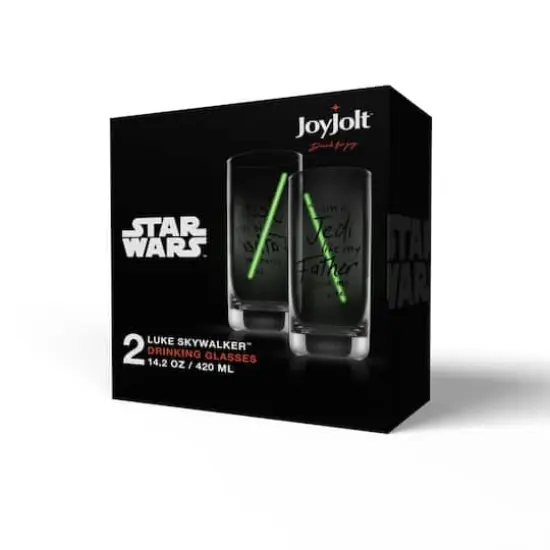 JoyJolt&reg; Star Wars&trade; 14.2oz. New Hope Luke Skywalker Green Lightsaber Tall Drinking Glass, 2ct. {9}