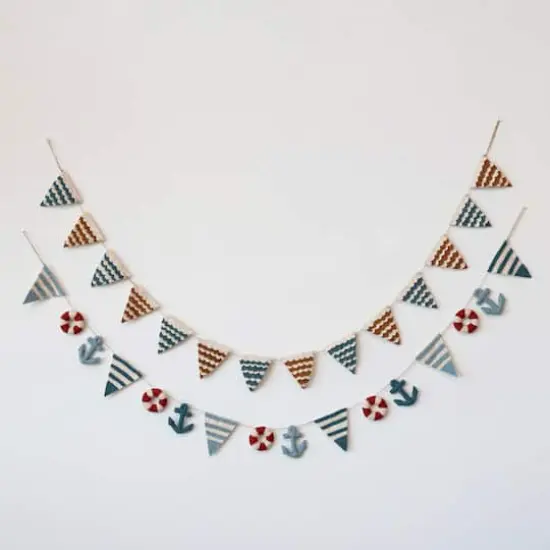 Hello Honey® 6ft. Multicolor Handmade Wool Felt Scalloped Pennant Garland {3}