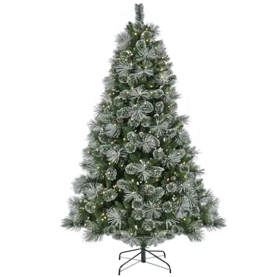 7.5ft. Pre-Lit Frosted Bryson Pine Artificial Christmas Tree, Warm White LED Lights {1}
