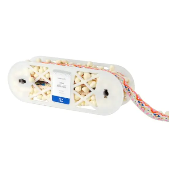 1.5" Jacquard Pom Pom Trim by Celebrate It&reg; White {4}