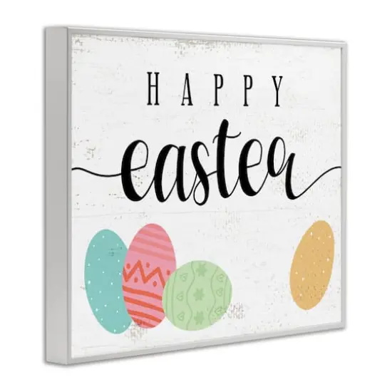 Stupell Industries Happy Easter Greeting Fun Pattern Spring Holiday Eggs Framed Giclee Art White {4}