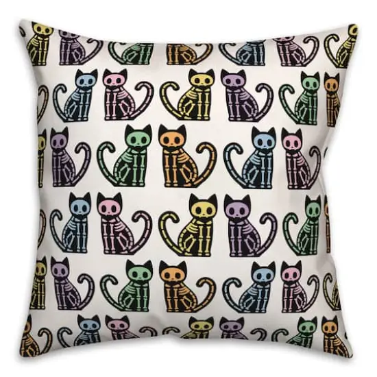 Skeleton Cat Pattern Throw Pillow {1}