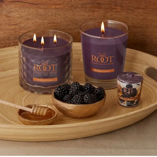 Root Candles 10.5oz. Large Scented Honeycomb Veriglass Jar Candle Blackbery Honey {4}