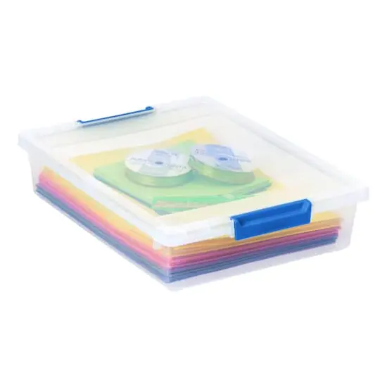 Iris&reg; 5.5qt. Clear Clip Boxes with Lids & Blue Latches, 4ct. {4}