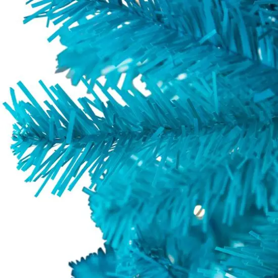 6ft. Pre-Lit Turquoise Medium Pine Artificial Christmas Tree, Clear Lights {7}
