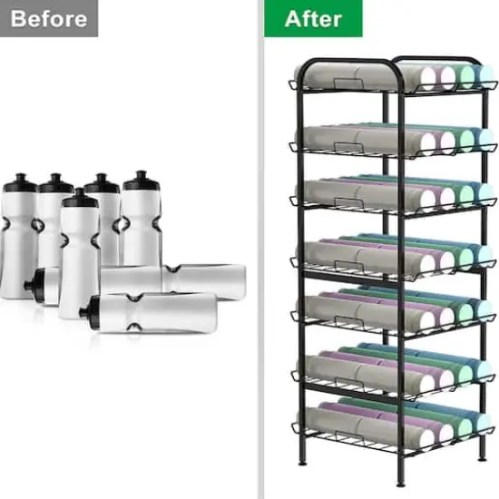 NEX&trade; 43" Black Freestanding 7-Tier Water Bottle Organizer {5}