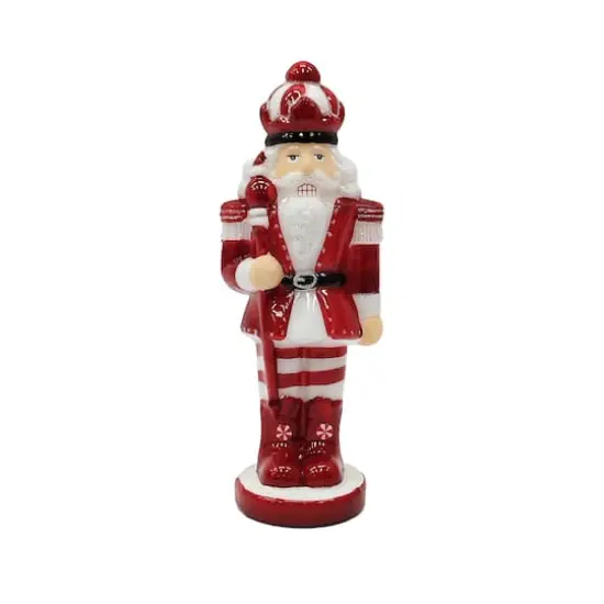 10" Red & White Glass Peppermint Nutcracker with Staff by Ashland&reg; {1}