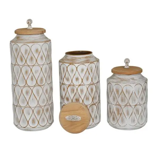 Brown Traditional Decorative Jars, Set of 3" 16", 13", 10" {3}
