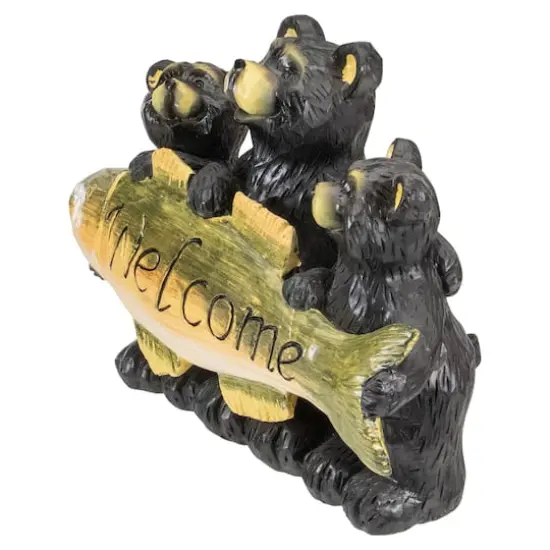 10" Bear Family Trio Welcome Sign Outdoor Garden Statue {5}