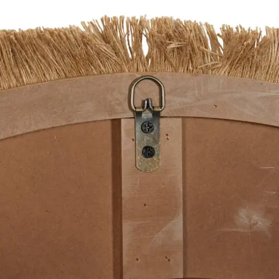 Beige Boho Style Wood Wall Mirror {4}