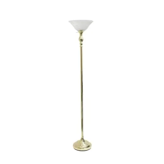 Lalia Home 6ft. Torchiere Floor Lamp with Marbleized Shade Gold with White Shade {1}