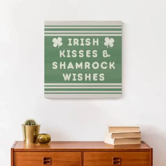 Irish kisses shamrock wishes 16" x 16" Canvas Wall Art {5}