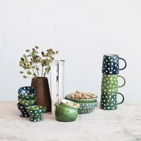 Hello Honey&reg; 14oz. Green Polka Dot Ceramic Mugs, 12ct. {1}