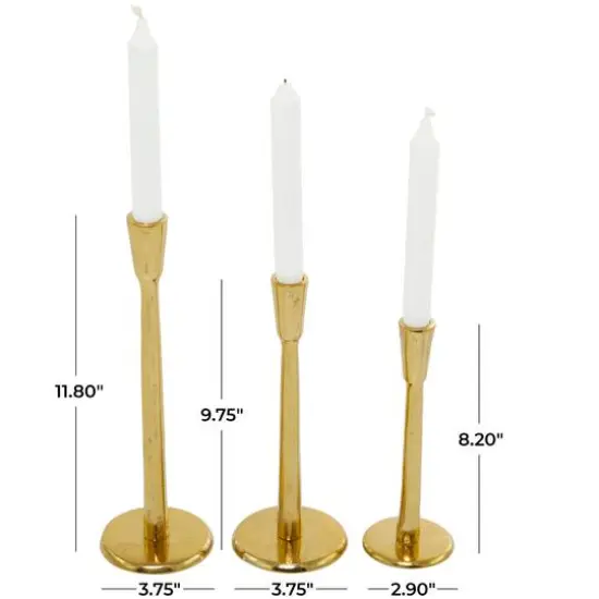Gold Aluminum Tapered Candle Holder Set {6}