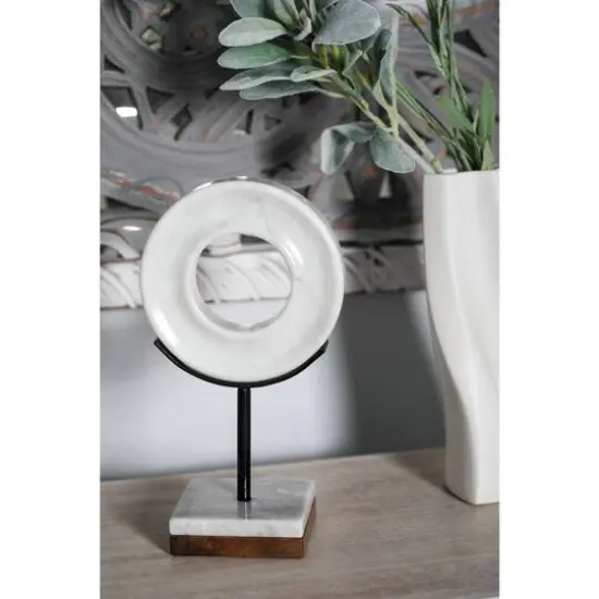 CosmoLiving by Cosmopolitan 11" White Marble Round Sculpture {8}